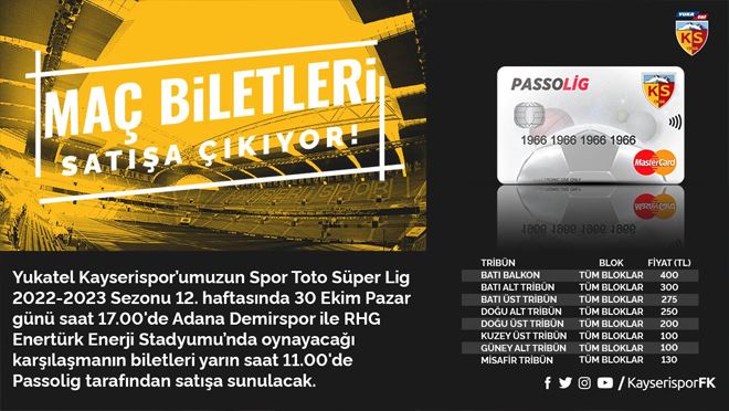 Adana Demirspor maçı biletleri satışa çıktı