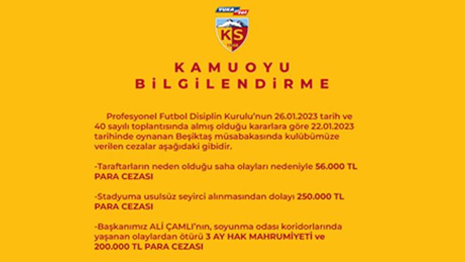 PFDK, Kayserispor’a yine ceza yağdırdı!
