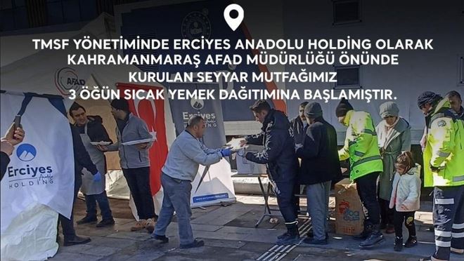 Erciyes Anadolu Holding her öğün bin 200 kişilik yemek çıkarıyor