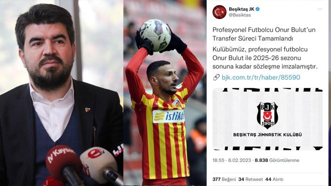 Kayserispor’dan Onur Bulut’u transfer eden Beşiktaş’a tepki