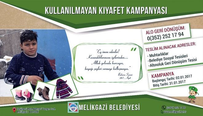 MELİKGAZİ´DE KULLANILMAYAN KIYAFET TOPLAMA KAMPANYASI