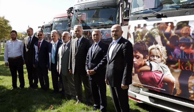 KAYSERİ´DEN HALEP´E 10 TIR YARDIM GİTTİ.