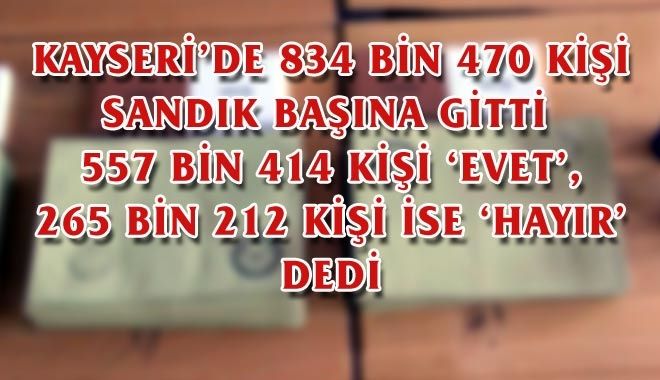 KAYSERİ´DE 834 BİN 470 KİŞİ SANDIK BAŞINA GİTTİ 