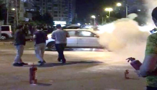 SEYİR HALİNDEKİ OTOMOBİL YANDI