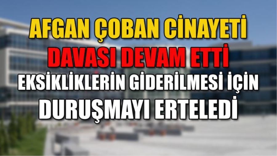 AFGAN ÇOBAN CİNAYETİ DAVASI DEVAM ETTİ