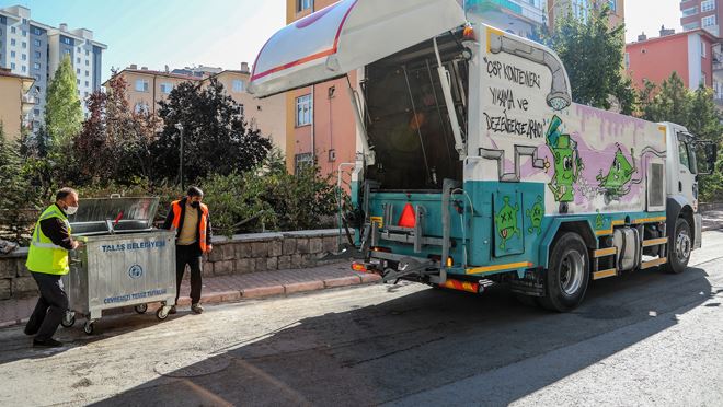 TALAS’TA ÇÖP KONTEYNERLERİ ŞİMDİ DAHA TEMİZ
