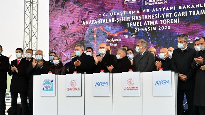 ANAFARTALAR-ŞEHİR HASTANESİ-YHT GARI TRAMVAY HATTI TEMELİ ATILDI