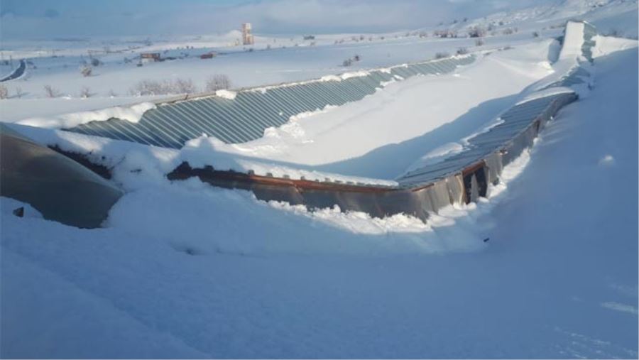 KARIN AĞIRLIĞINA DAYANAMAYAN AHIRIN ÇATISI ÇÖKTÜ