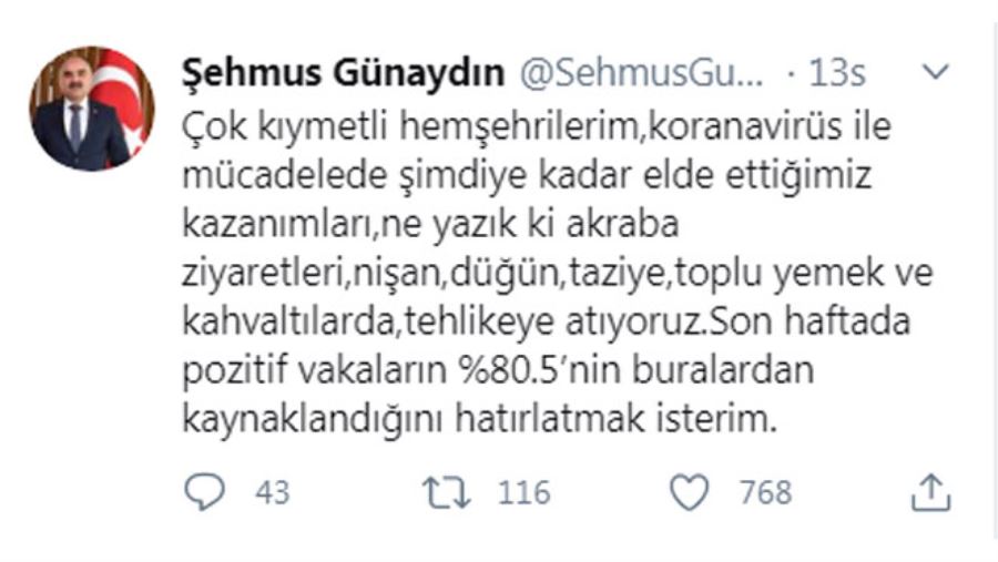 VALİ GÜNAYDIN TWİTTER