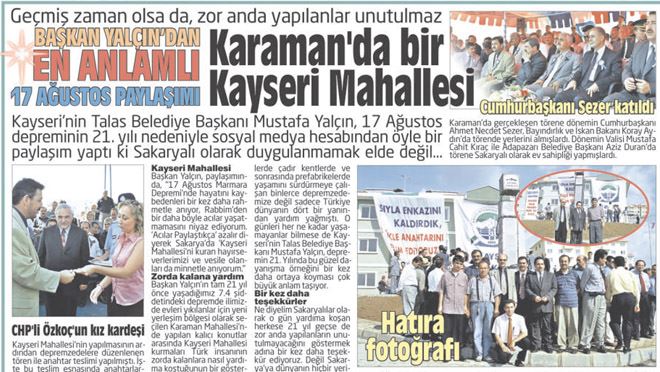 BAŞKAN YALÇIN’IN PAYLAŞIMI SAKARYA’DA YANKI BULDU