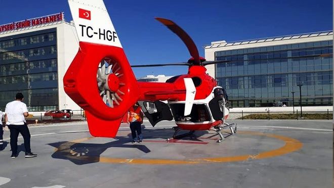 YAŞLIK KADIN’A HELİKOPTER AMBULANS 