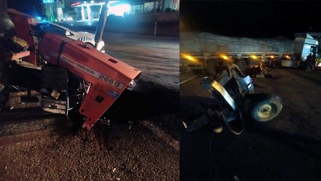 KAZA YAPAN TRAKTÖR İKİYE BÖLÜNDÜ