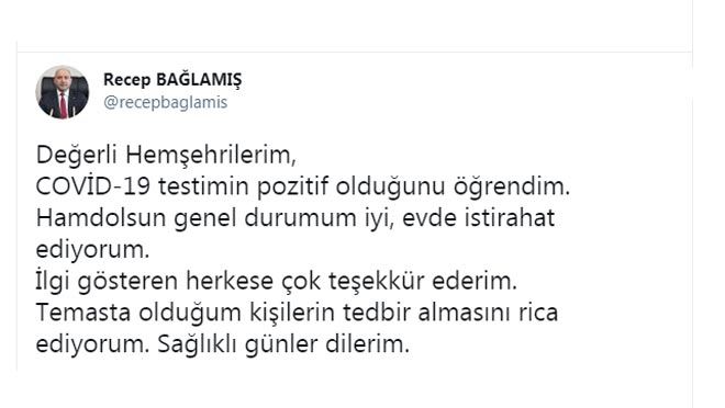 KTB BAŞKANI BAĞLAMIŞ COVİD OLDU