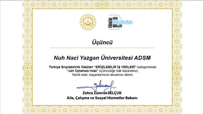 NNYÜ DİŞ HEKİMLİĞİ HASTANESİ’NE ‘ERİŞİLEBİLİR İŞ YERİ’ÖDÜLÜ