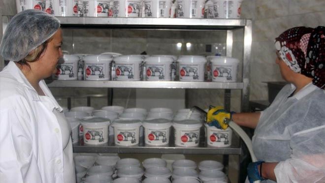 2 KADIN GÜNDE 1 TON MANDA YOĞURDU İŞLİYOR