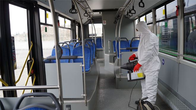ULAŞIM A.Ş. TOPLU TAŞIMA ARAÇLARINA 100 BİN KEZ DEZENFEKTE YAPTI