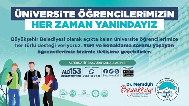 KAYSERİ BÜYÜKŞEHİR BELEDİYESİ, ÜNİVERSİTELİLERİ YALNIZ BIRAKMIYOR