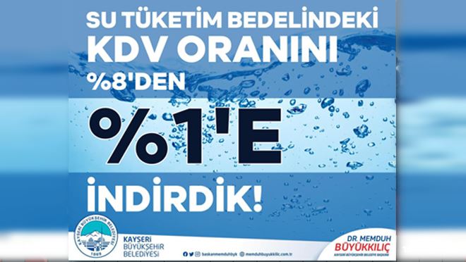 Su’da KDV oranını %1
