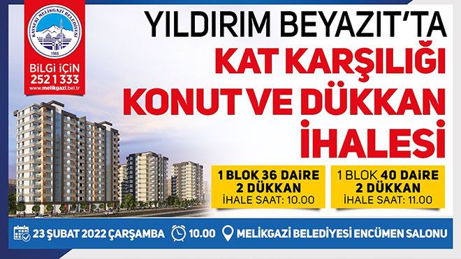 Melikgazi Belediyesi’nden Kat Karşılığı Konut Ve Dükkân İhalesi