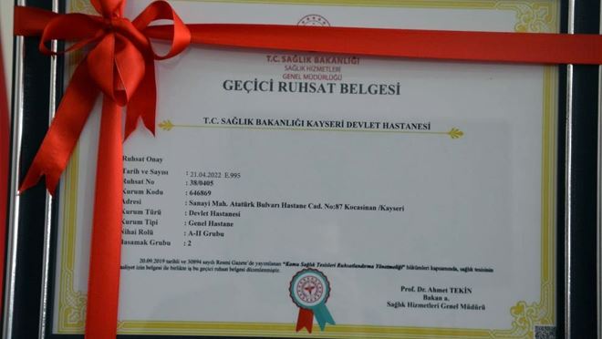 Kayseri Devlet Hastanesi A Sınıfı Hastane Kategorisine Yükseldi