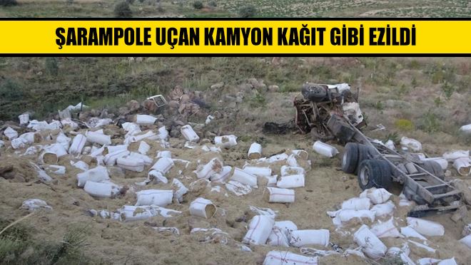 Şarampole uçan kamyon kağıt gibi ezildi