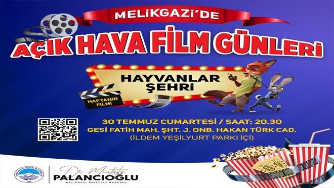 Melikgazi’de açık hava film keyfi başlıyor