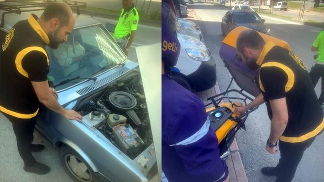 Motosiklet ve kuş grubu araçlar denetlendi