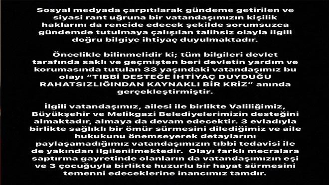 Büyükşehir Belediyesinden Kendine Zarar Veren Şahıs İle İlgili Açıklama  