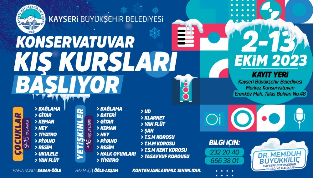 Büyükşehir, konservatuvar kış kursları kayıtlarını almaya başlıyor