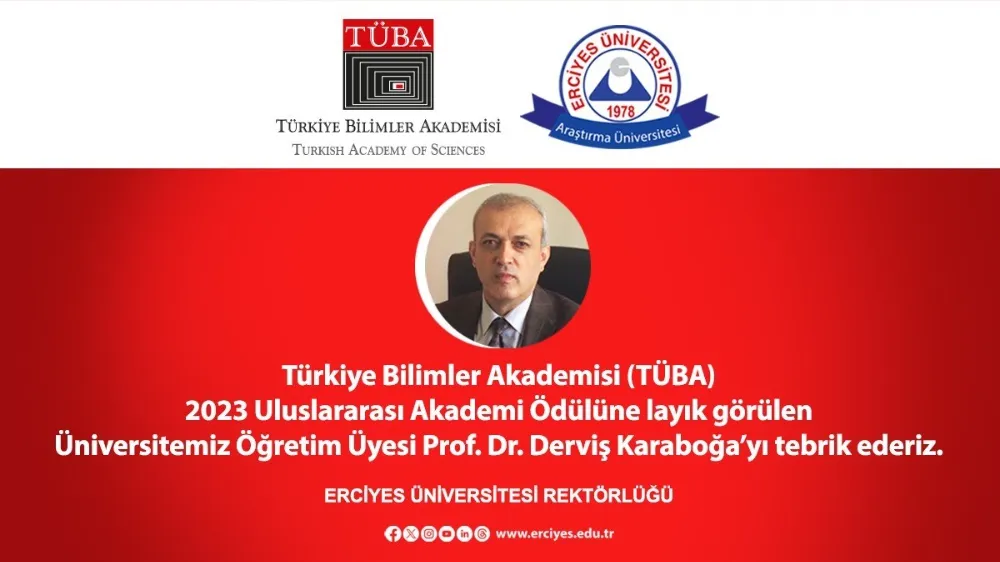 ERÜ’ye 2023 TÜBA Uluslararası Akademi Ödülü