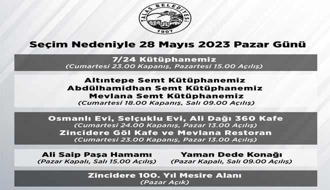  Talas Belediyesi’nin işletmelerine seçim ayarı