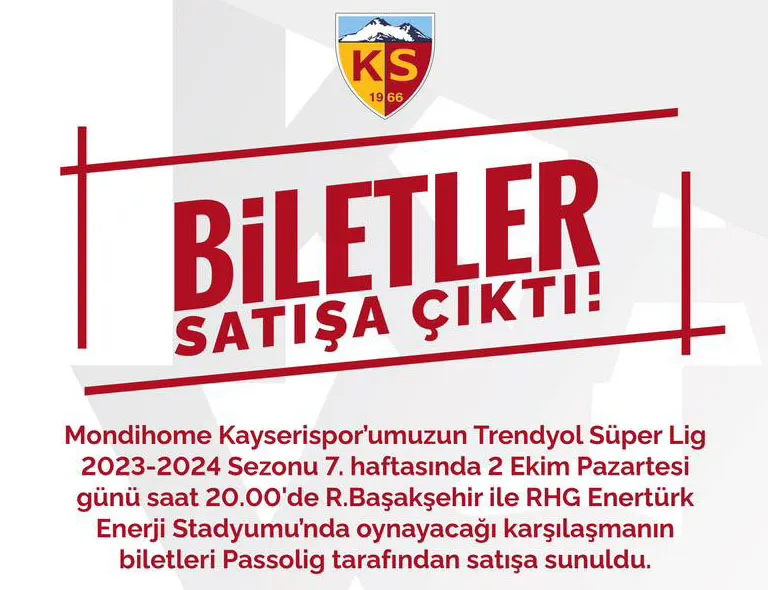 Kayseri başakşehir maçı biletleri satışa çıktı
