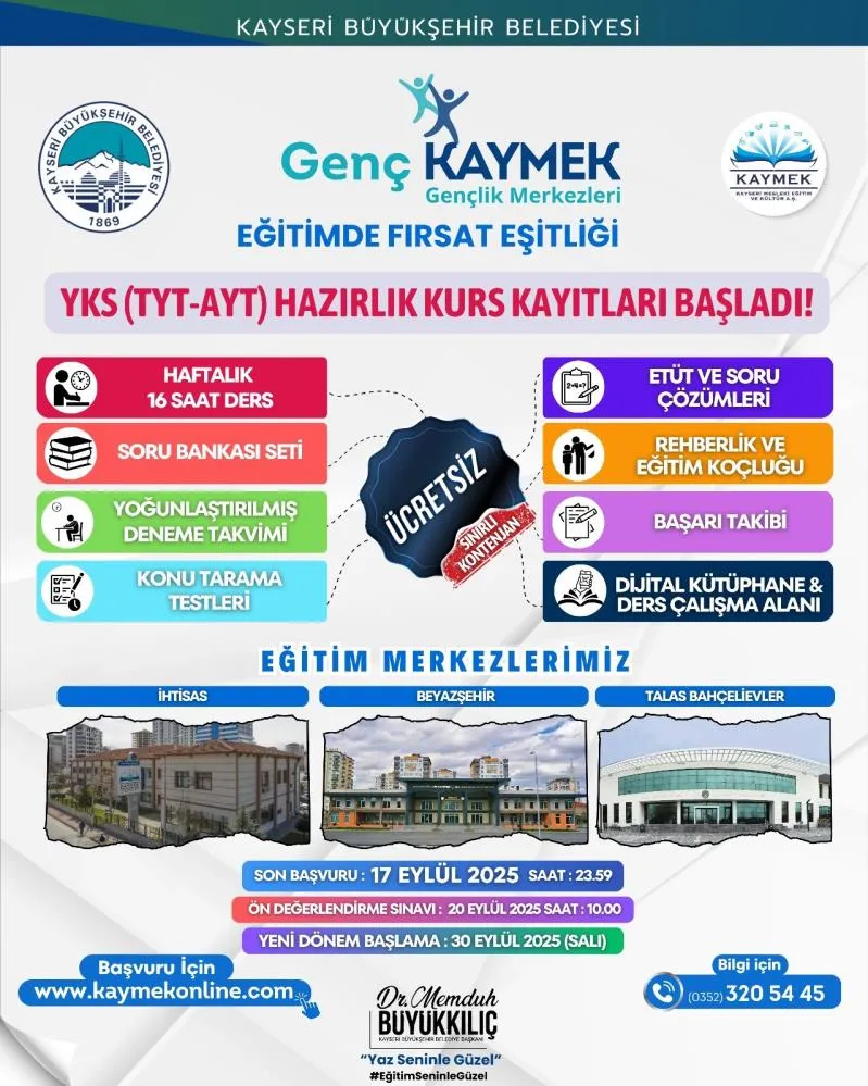 Ücretsiz YKS kurs kayıtları başladı