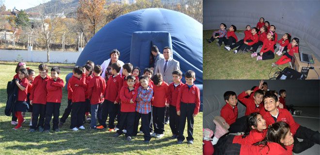 ÖZEL ERCİYES KOLEJİ ÖĞRENCİLERİNE UZAY ÇADIRI GÖSTERİSİ