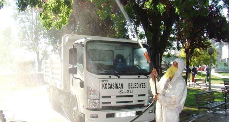 KOCASİNAN AĞAÇLARINA İLAÇLA YAZ KORUMASI